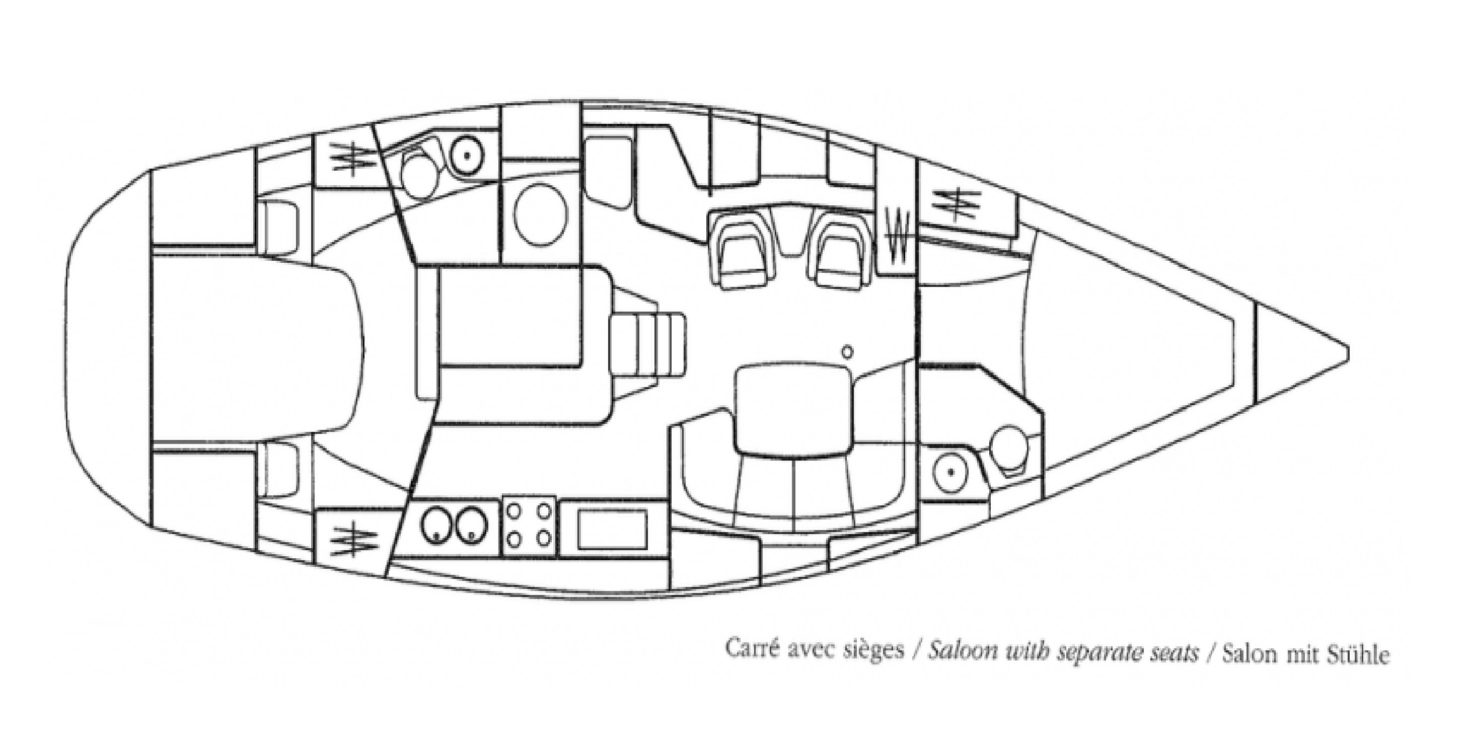 Yachtcharter Sun Odyssey 42 CC 2 Cab 2 Layout