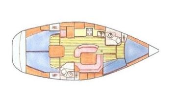 Yachtcharter Sun Odyssey 42.2 4 cab Layout