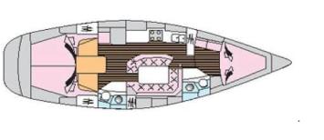 Yachtcharter Sun Odyssey 42.2 3cab Layout