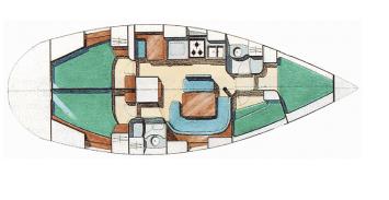 Yachtcharter Sun Odyssey 42.1 4 Cab Layout