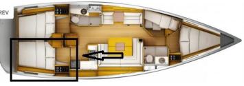 Yachtcharter jeanneau sun odyssey 439 Cab 1 Layout