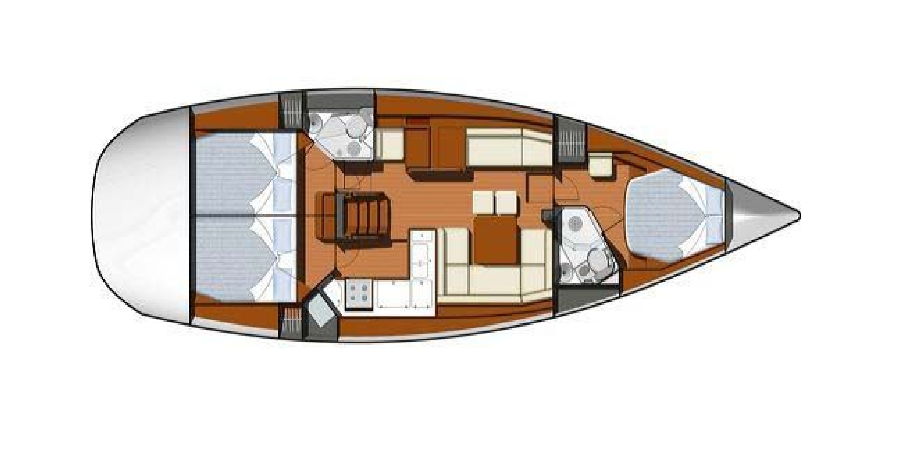 Yachtcharter Sun Odyssey 45 DS cab 3 Layout