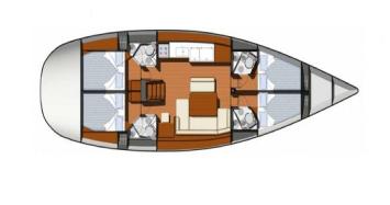 Yachtcharter Sun Odyssey 49i Performance Cab 4 Layout