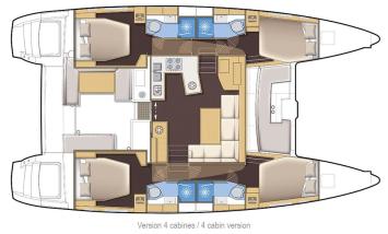 Yachtcharter lagoon 450 4 cab layout