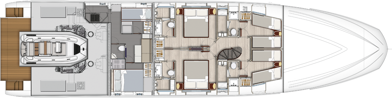 Yachtcharter Azimut Grande 27 Metri 5 cab LAYOUT