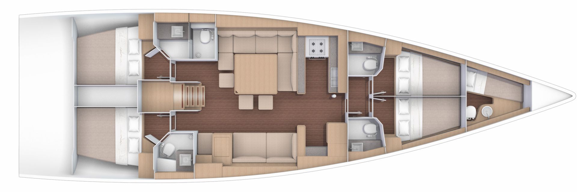 Yachtcharter Dufour 56 Exclusive Cab 4 LAYOUT