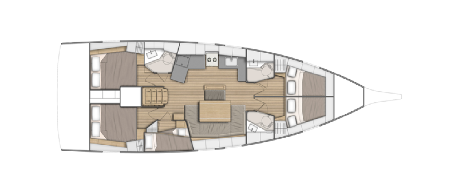 Yachtcharter Oceanis 46.1 3cab Layout
