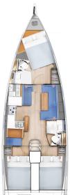 Yachtcharter Sun Odyssey 410 3cab grundriss 2