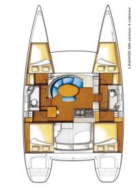 Yachtcharter Lagoon 380 4cab 2wc grundriss 2