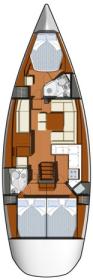 Yachtcharter SunOdyssey45DS 3cab layout