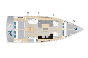 Yachtcharter Hanse460 layout