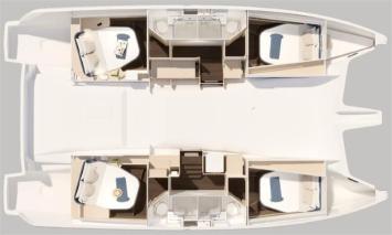 Yachtcharter FountainePajotNew44Quatour 42cab layout