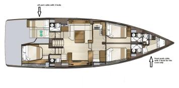 Yachtcharter Jeanneau 60 4cab 4wc grundriss 1