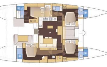 Yachtcharter Lagoon 52 F 5 Kabinen 5 Baeder Grundriss
