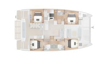 Yachtcharter Lagoon 47 4 plus 1 Kabinen Grundriss