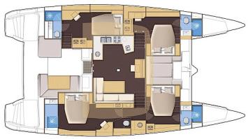 Yachtcharter Lagoon 52 F 4 Kabinen Grundriss