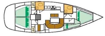 Yachtcharter Oceanis 411 layout 4Cab