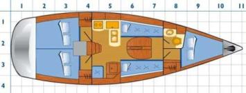 Yachtcharter First 36.7 Grundriss 3 Cab 1 WC