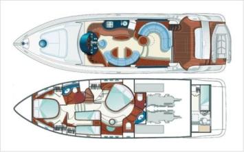 Yachtcharter Azimut 55 Grundriss 3 Cab 3 WC