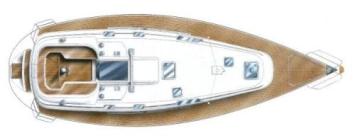 Yachtcharter Dufour 36 Classic Decksplan 3 Cab