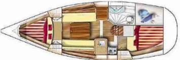 Yachtcharter Gib Sea 33 Grundriss 2 Cab 2 WC 1