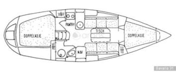 Yachtcharter Bavaria 31 2cab layout