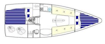 Yachtcharter First 27.7 Grundriss 2 Cab 1 WC