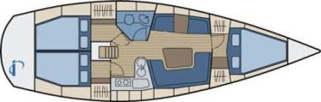 Yachtcharter Hanse 371 Grundriss 3 Cab 1 WC