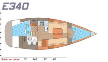 Yachtcharter Elan 340 Grundriss 2 Cab 1 WC