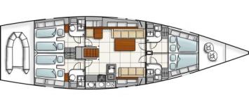 Yachtcharter Hanse 540 E Grundriss 4 Cab 4 WC