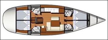 Yachtcharter Sun Odyssey 49 i 4 cab Layout