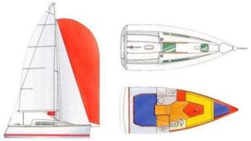 Yachtcharter Sun Fast 26 Grundriss 2 Cab 1 WC