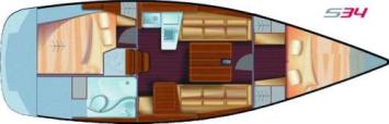 Yachtcharter Salona 34 Grundriss 2 Cab 1 WC