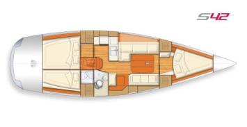 Yachtcharter Salona 42 Grundriss 3 Cab 1 WC 1