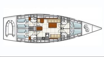 Yachtcharter Hanse 540 Grundriss 4 Cab 4 WC