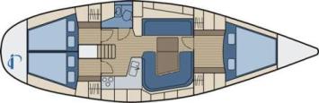 Yachtcharter Hanse 401 Grundriss 3 Cab 1 WC