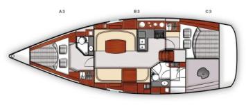 Yachtcharter Moody 41 Classic Grundriss 2 Cab 2 WC