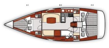 Yachtcharter Moody 41 Classic Grundriss 3 Cab 1 WC