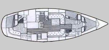 Yachtcharter Moody 419 Grundriss 3 Cab 2 WC