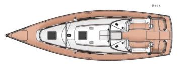 Yachtcharter Moody 45 Classic Decksplan 3 Cab