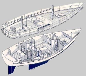 Yachtcharter Moody Grenadier 119 Grundriss 3 Cab 2 WC