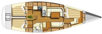 Yachtcharter Dufour 40 Performance Grundriss 3 Cab 1 WC