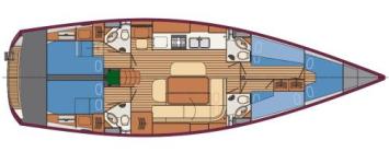 Yachtcharter Delphia 47 5Cab 4WC Grundriss