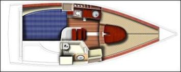 Yachtcharter Sun 2500 HB Grundriss 1 Cab 1 WC