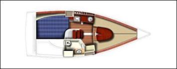 Yachtcharter Sun 2500 IB Grundriss 1 Cab 1 WC
