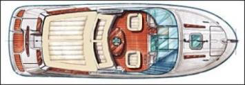 Yachtcharter Runabout 755 Decksplan 1 Cab 1 WC
