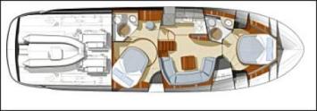 Yachtcharter Prestige 50 S2 Grundriss 2 Cab 2 WC