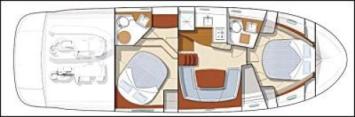 Yachtcharter Prestige 42 S Grundriss 3 Cab 2 WC
