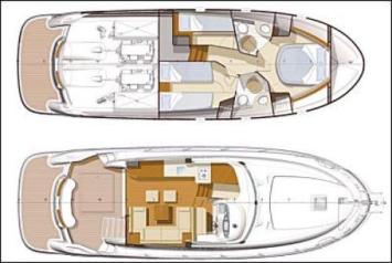 Yachtcharter Prestige 42 Grundriss 3 Cab 2 WC