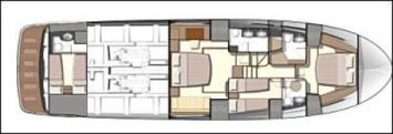 Yachtcharter Prestige 60 Grundriss 3+1 Cab 3 WC